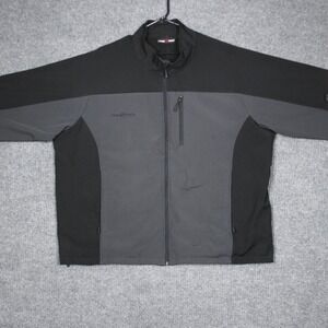 Free‎ Tech Mens Full Zip Jacket Black Grey Color Block Activewear Size 3XL